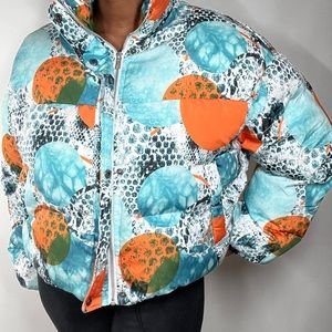 Abstract Print Bubble coat